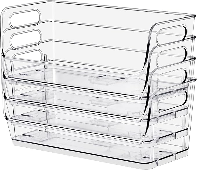 Sorbus Stackable Storage Bins Open Front, Clear Stackable Storage Bins, Pantry Bins for Storage and Organization, Acrylic Stackable Bins for Kitchen, Clear Pantry Organizer Bins (Small Wide 2 Pack) - Image 3