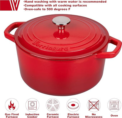 VORRINGARD Enameled Cast Iron Dutch Oven Pot with Lid, for Bread Baking, Round Bread Oven- include Sourdough Bread Baking Supplies Set, 4.5QT, Red - Image 3