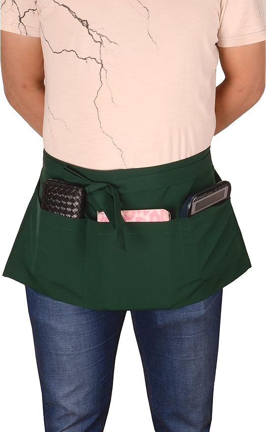 Resist water 3 big Pockets Waist Server Apron Kitchen Restaurant Unisex Half Aprons - Image 4