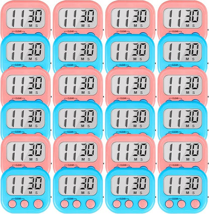 Timer for Kids Teachers Digital Kitchen Timers for Cooking Large Magnetic Classroom Timer 24Pack-Blue Pink