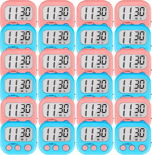 Timer for Kids Teachers Digital Kitchen Timers for Cooking Large Magnetic Classroom Timer 24Pack-Blue Pink