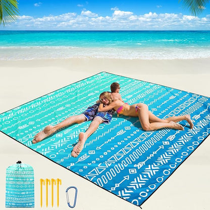 WIWIGO Beach Blanket Waterproof Sandproof Beach Mat 79" X 83"/10'x9'for 2-8 Adults Quick Drying Outdoor Picnic Mat Beach Accessories for Travel, Camping, Hiking - Image 5