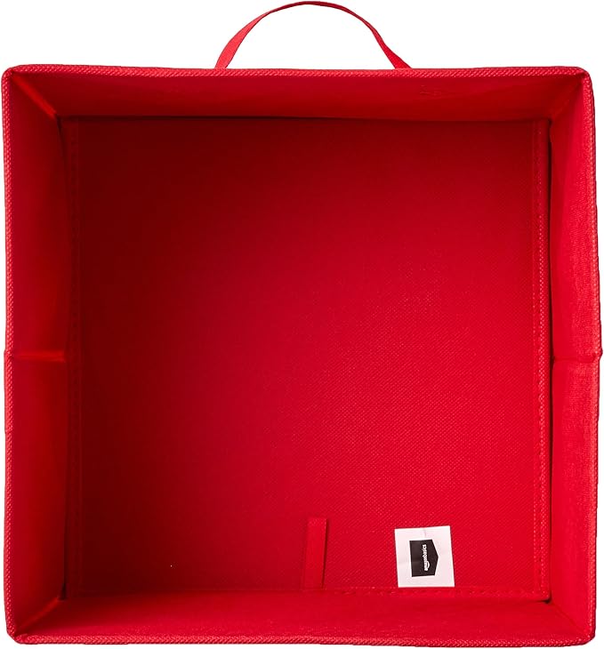 Amazon Basics Cube Organizer Storage Bins Handles, Collapsible Fabric, 10.5"x10.5"x11", Red (Pack of 30) - Image 3