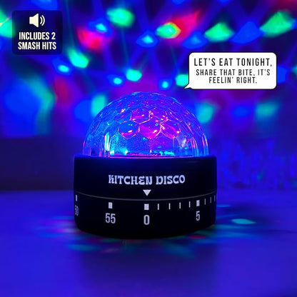 Gift Republic Kitchen Disco Light Up Timer – 60-Minute Countdown, Plays 2 Disco Tunes, Lights Up, Fun Cooking Accessory and Kitchen Gadget for Music Lovers