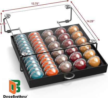 Deco Brothers Crystal Tempered Glass Vertuo Pod Holder Drawer, 30 Large or 60 Small Nespresso Capsule Organizer, Black - Image 3