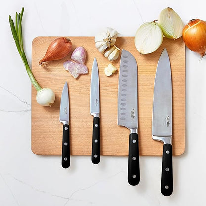 Martha Stewart Eastwalk 14 Piece High Carbon Stainless Steel Cutlery Knife Block Set w/ABS Triple Riveted Forged Handle Acacia Wood Block - Matte Black - Image 6