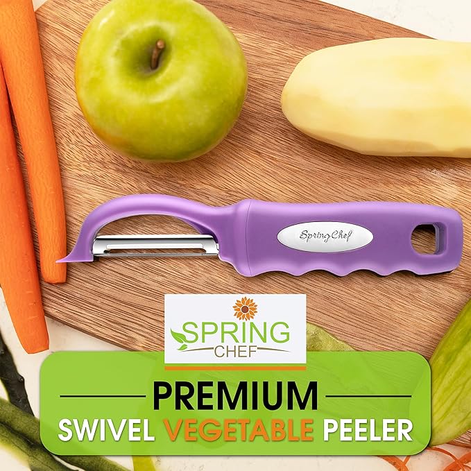 Spring Chef Premium Swivel Vegetable Peeler, Comfortable Handle and Ultra Sharp Stainless Steel Blades - Perfect Kitchen Peeler For Veggie, Fruit, Potato, Carrot, Apple - Orchid - Image 7