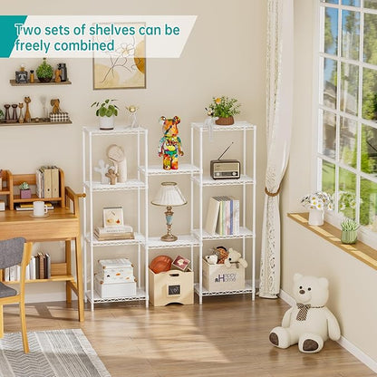 SINGAYE 5 Shelves Storage Shelf Wire Closet Bathroom Organizers Metal Pantry Kitchen Small Garage Shelving Unit Laundry Room Organization Home Corner Rack Estantes para Cocina White 10" Dx16 Wx55”H - Image 5