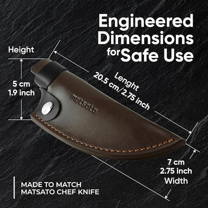 Matsato Kitchen Knife Leather Sheath, Japanese Steel Chef's Knife Holder Perfect for Cutting and Chopping, 6.3 Inch Knives holder - Image 2
