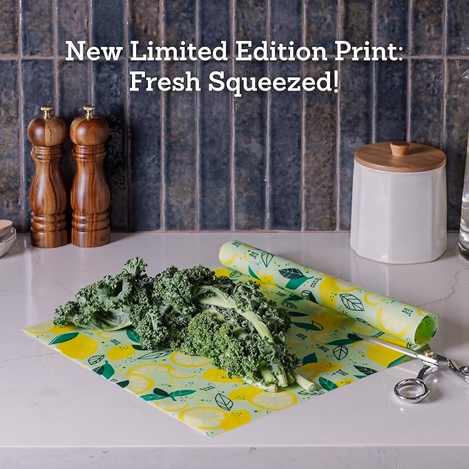 Bee's Wrap - Limited Edition - Beeswax Wraps for Food - Cut to Size 14x52" Beeswax Wrap Roll - Plastic Free Made in USA Reusable Natural Food Wrap - Fresh Squeeze Print - Image 2
