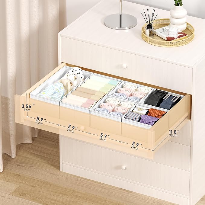 DIMJ Drawer Organizer Clothes Storage - 18 Pack Baby Dresser Organizer for Nursery, Foldable Drawer Dividers for Bedroom Closet Organization, Fabric Storage Bins for Socks, Underwears, Bras - Image 3