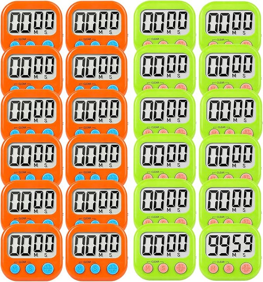 24 Pack Digital Kitchen Timer Small Classroom Timers for Kids Teachers (Orange&Green) by VOULOIR
