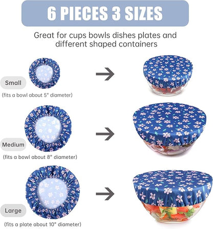 wegreeco Elastic Reusable Bowl Covers for Bread Proofing, Fabric Cloth Sourdough Bowl Covers for Proofing - Set of 6, Chrysanthemum