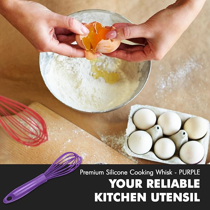 Chef Craft Premium Silicone Wire Cooking Whisk, 10.5 Inch, Purple - Image 5