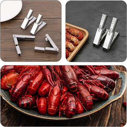 4pcs Crawfish Peeler Tool, Non-Slip Design Stainless Steel Shrimp & Crayfish Sheller Effortless Tail Peeling for Cooked Shrimp Seafood Shucker Easy to Clean Kitchen Gadget for Home & Restaurants