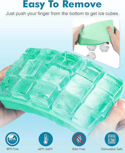 Silicone Ice Cube Trays for Freezer Set of 2, Square Ice Cubes Mold, Easy Release Silicone Old Fashioned Ice Cube Tray, Mini Fridge Rubber Ice Cube Tray for Whiskey Cocktail Coffee Soup - Image 3