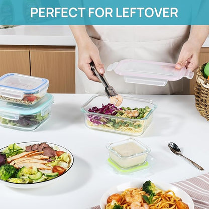 Vtopmart 8 Pack Glass Food Storage Containers with Airtight Lids, Glass Meal Prep Containers, Lunch Containers for Microwave, Oven, Freezer and Dishwasher, BPA Free - Image 4