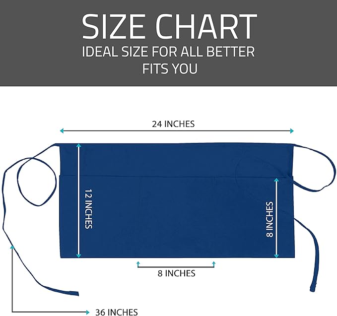 Utopia Wear 12 Pack Server Aprons with 3 Pockets, Waiter and Waitress Waist Aprons for Women with Pockets, Men Short Aprons - Image 3