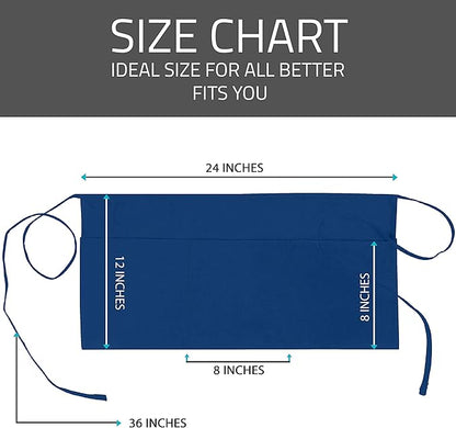 Utopia Wear 12 Pack Server Aprons with 3 Pockets, Waiter and Waitress Waist Aprons for Women with Pockets, Men Short Aprons - Image 3