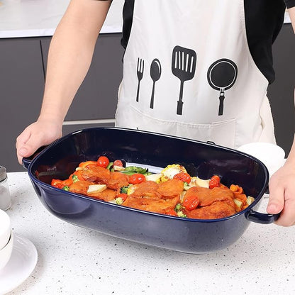 6 Quart Large Rectangular Baking Dish, 16x11 Inches Ceramic Baking Pan Casserole Dish for Cooking,Kitchen and Daily Use, Safe for Oven Microwave Refrigerator Disinfection Cabinet and Dishwasher,Blue - Image 6