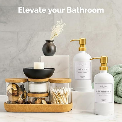 Vine Creations Glass Soap Dispenser, 2 Pack Kitchen Soap Dispenser Set with Stainless Steel Pump, 16 oz Dish Soap and Hand Soap Dispensers for Bathroom with Waterproof Labels (White) - Image 6