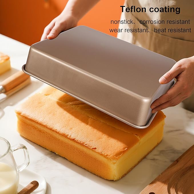 Baking Pan Set of 2, 12.5’’ X 10’’ X 2.4’’ Nonstick Sheet Cake Pan for Christmas Thanksgiving, Durable Cookie Sheets for Baking Lasagna Deep-Dish Pizza Brownies Casseroles, Rose Gold & Easy to Clean - Image 6
