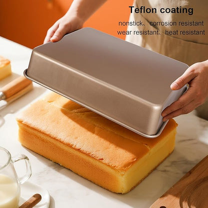 Baking Pan Set of 2, 12.5’’ X 10’’ X 2.4’’ Nonstick Sheet Cake Pan for Christmas Thanksgiving, Durable Cookie Sheets for Baking Lasagna Deep-Dish Pizza Brownies Casseroles, Rose Gold & Easy to Clean - Image 6