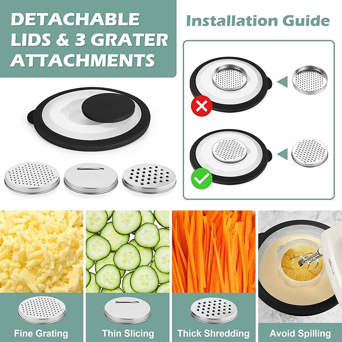 TeamFar Mixing Bowls, 3PCS Stainless Steel Serving Salad Bowls with Lids & 3 Graters, For Kitchen Mixing/Baking/Storing/Prepping, Visible & Airtight, Easy Clean - 4.5/3 / 1.5 QT, Black - Image 3