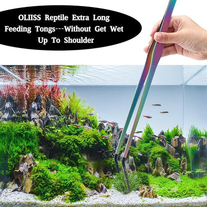 OLIISS Reptile Feeding Tongs with Rubber Tip - 15" Extra Long Tweezers for Aquariums & Crafts - Stainless Steel Feeder Tools for Bearded Dragons & Lizards - Terrarium Tank Supplies - 2 Pack - Image 5