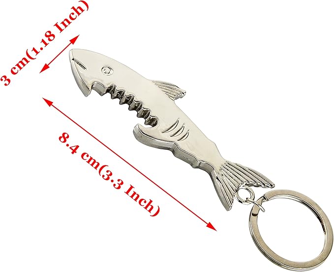 SWATOM Shark Keychain Bottle Opener 2PCS Beer Opener Tool Key Tag Chain Ring Accessories