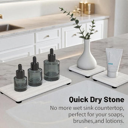 3PCS Stone Drying Tray, Stones Soap Trays, Water Absorbing Stone Tray for Sink, Fast Dry Diatomite Stones Mat, Used for Hand Soaps,Sponge,Toothbrush Holder in Bathroom Counter and Kitchen Sinks - Image 6