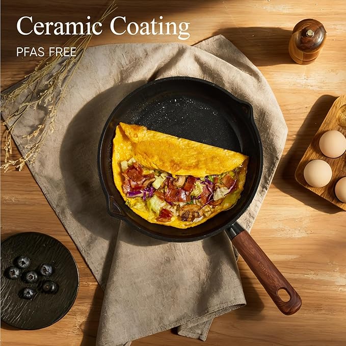CAROTE 21pcs Cookware Set Nonstick Pots and Pans Set, Ceramic Cookware Set Induction Cookware, Non toxic Healthy Non Stick Kitchen Cooking Set, PFAS PTFE Free, Black - Image 3
