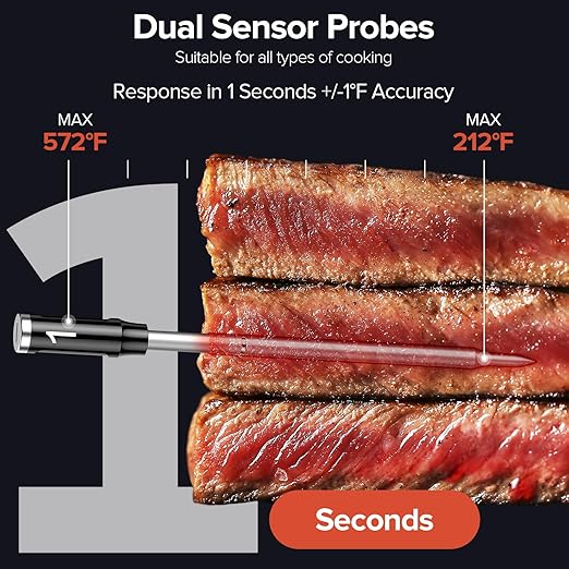 Smart Wireless Meat Thermometer with Dual Probes, Bluetooth & WiFi Combo, High Precision & Fast Response for BBQ, Grill, Smoker, Oven, Air Fryer - Image 3