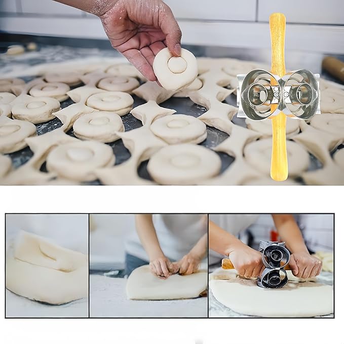 Donut Cutter with Hole Doughnut Cutter Pastry Lattice Roller Cutter Donut Maker for Baking Efficient Tool for Dessert Shops Home Bakers Great for Dough Cutting Tasty Pastries