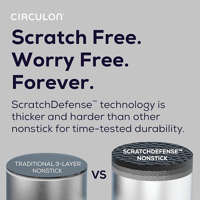 Circulon C1 Series Stainless Steel Plated Non-Stick Cookware with ScratchDefense Technology with Lid, Safe for Metal Utensils, 1.5 Litre, Polished Stainless Steel