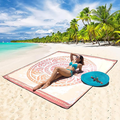 WIWIGO Beach Blanket Waterproof Sandproof Beach Mat 79" X 83"/10'x9'for 2-8 Adults Quick Drying Outdoor Picnic Mat Beach Accessories for Travel, Camping, Hiking - Image 5