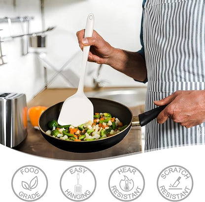 E-far Silicone Cooking Utensils Set, 25 Piece Kitchen Utensils with Holder, Non Toxic Kitchen Tools Spatula, Turner, Spoon, Ladle for Nonstick Cookware, Heat Resistant & Dishwasher Safe - White