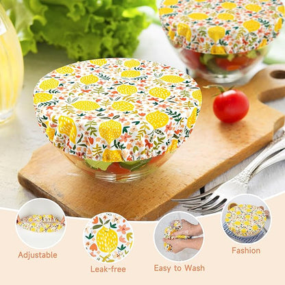 wegreeco Elastic Reusable Bowl Covers for Bread Proofing, Fabric Cloth Sourdough Bowl Covers for Proofing - Set of 6, Lemon