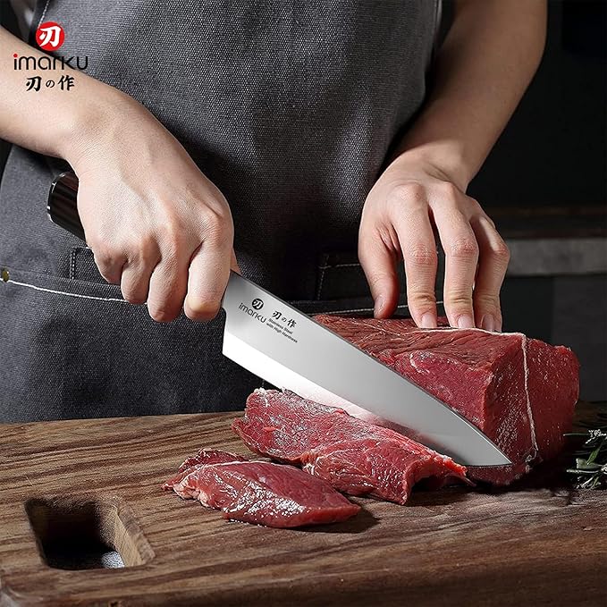 imarku Chef Knife 8-Inch Pro Japanese Kitchen Knife High-Carbon Stainless Steel Paring Knife Ergonomic Handle Rasor Sharp Single-Bevel Edge Birthday Gift for Men - Image 8