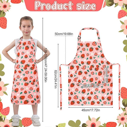 2 Pack Kids Apron, Cute Cooking Aprons, Waterproof Art Apron with Pockets, Toddler Painting Artist Apron Adjustable