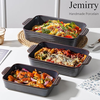 Ceramic Baking Dish Set of 3, Casserole Dishes for Oven, Square Porcelain Bakeware Set with Handles, Lasagna Baking Pan for Cooking, Perfect for Baking and Serving, Housewarming, Halloween, Thanksgiving, Christmas, New Year- Kiln-Transformed Purple - Image 6