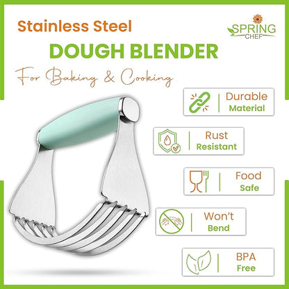 Spring Chef XL Stainless Steel Pastry Cutter Tool for Baking - Heavy Duty Dough Blender - Butter & Dough Cutter Tool with Sharp Blades - Pastry Blender for Easy Mixing - Dishwasher Safe - Mint - Image 2