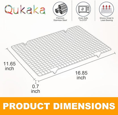 2PCS Cooling Racks for Cooking and Baking -11.65''x16.85''Heavy Duty Stainless Steel Wire Rack for Baking, Grilling, Roasting - Oven & Dishwasher Safe - Fits Half Sheet Pan（Silver） - Image 6