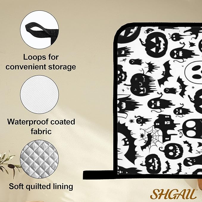 Halloween Ghost Pumpkin Pattern Oven Gloves and Hot Pads Set - Heatproof Hand Protection for Baking, Grilling, Cooking 4Pcs