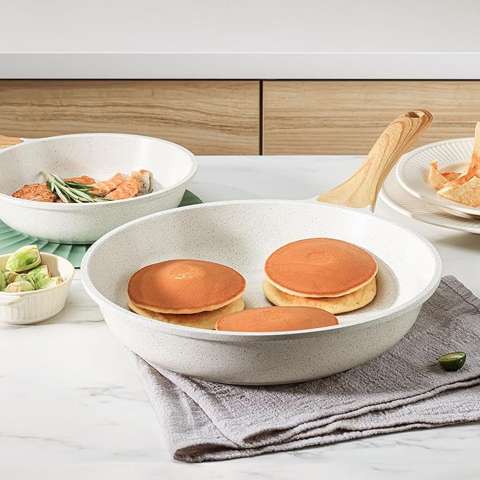 SENSARTE Nonstick Ceramic Frying Pan Skillet, 8-Inch Omelet Pan, Healthy Non Toxic Chef Pan, Induction Compatible Egg Pan with Heat Resistant Handle, PFAS-Free, White - Image 7