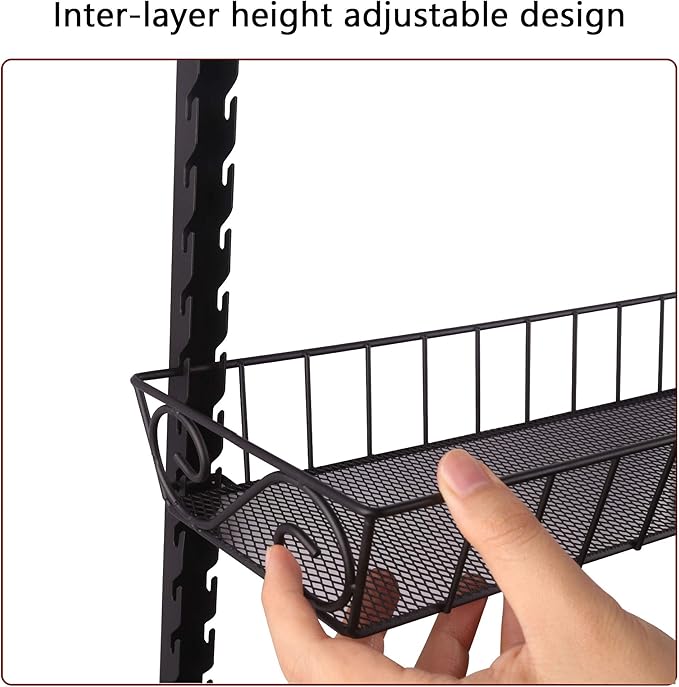 SWOMMOLY Adjustable Wall Mount Spice Rack, 3-Tier Dual-use (Multi-use) Organizer, Black - Image 4