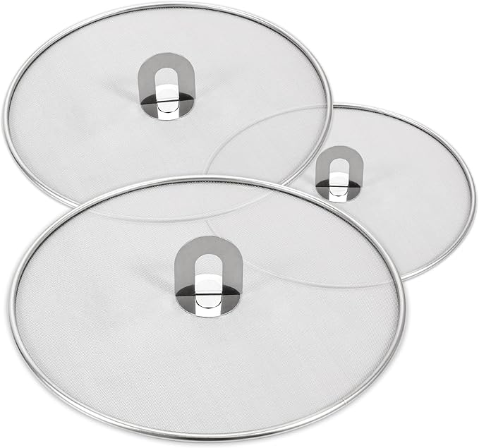 Splatter Screen for Kitchen, Stainless Steel Fine Mesh Splatter Screen for Frying Pan, 10, 11.5, 13 Inch Grease Splatter Guard with Fold Flat Knob by Unknown