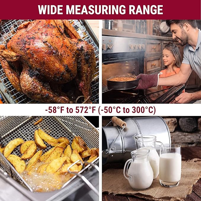 TempPro Digital Meat Thermometer with Temperature Indicator, Instant Read Food Thermometer with Pop-up Meat Probe and Backlight for Oil Deep Fry Smoker BBQ Grill Kitchen Candy (Previously ThermoPro) - Image 5