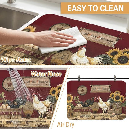 Kitchen Countertop Dish Drying Mat,Super Absorbent Coffee Bar Mat for Maker Espresso Machine, Anti-Slip Accessories for Kitchen Countertops 17x31 Inch