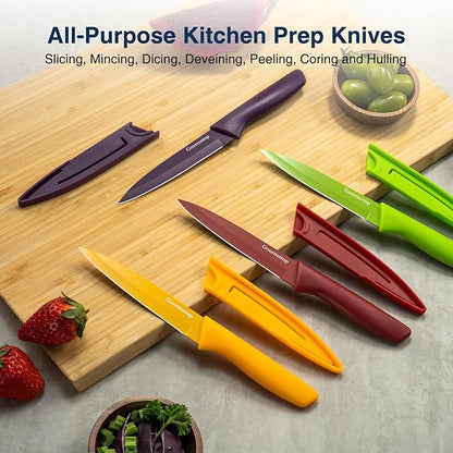 Gourmetop Paring Knife with Cover, Paring Knives Set of 4, 3.8" Paring Knife Set of Premium Stainless Steel, Small Kitchen Knife Set for Fruit and Vegetable, Ergonomic Knife Handles for Versatility - Image 6